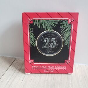 Hallmark 1988 25 Years Together Ornament Acrylic Silver Heart Vintage Keepsake